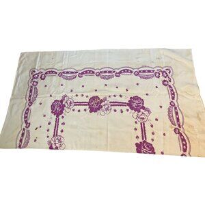 Vintage Kitchen Sq/Rect TABLECLOTH 42”X 36” Plum Cream CUTTER? Spots CRAFTS